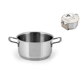H&H Casseruola Inox Elodie Fondo A Induzione 2 Manici 14 Lt1,2 Pentole Cucina, Acciaio Inossidabile, Argento, 14 cm
