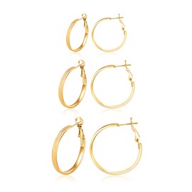 BMMYE Gold Hoop Earrings for Women 14K Gold Plated Hoop Earrings Set Hypoallergenic Stainless Steel Gold Earrings for Women Jewelry Gifts