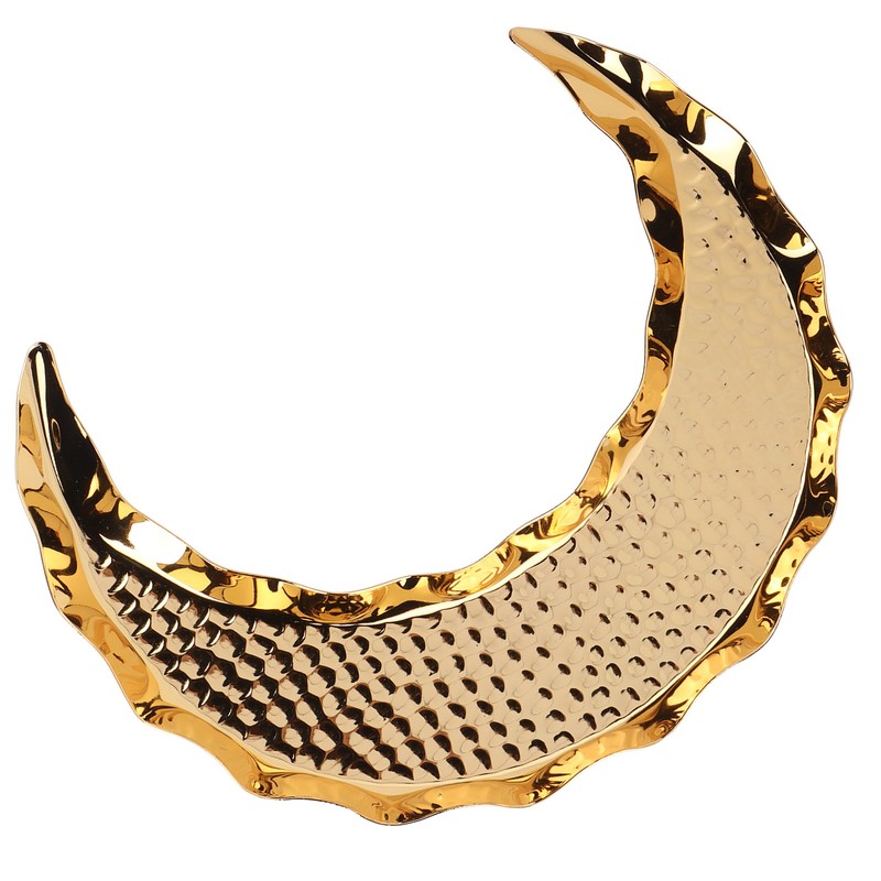 Serving Platter Zinc Alloy Fruit Plate Contemporary HalfMoon Shape Tableware