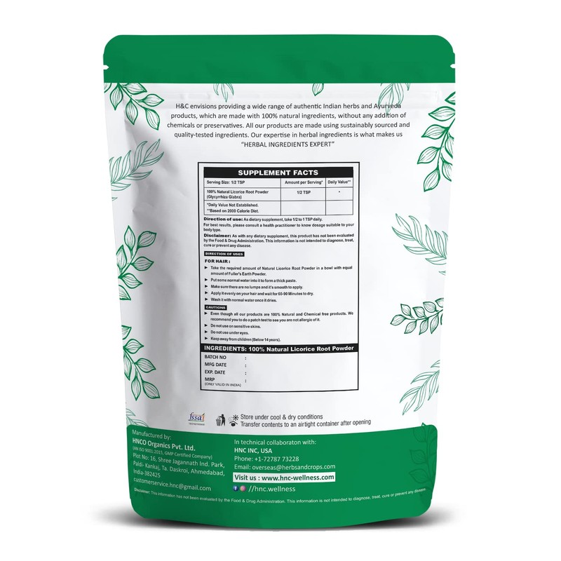H&C HERBAL INGREDIENTS EXPERT H&C Licorice Root Powder (Glycyrrhiza Glabra)