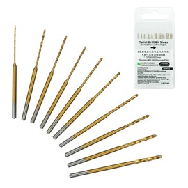 XIFOWE 10Pcs Titanium-Coated HSS Twist Drill Bit Set (0.6mm, 0.8mm, 1.0mm, 1.2mm, 1.4mm, 1.5mm, 1.6mm, 1.8mm, 2.0mm, 2.2mm) Compatible with 2.35mm Collet for 3D-printed Model, Plastic& thin metal etc.