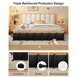 Hiflora Under Bed Blocker for Pets, Easy to Install 21 Pack Under Couch Blocker, 249" Bed Blockers for Under Bed, Expandable Design, Blocks Dogs Cats & Stops Lost Toys Under Furniture, 12"*12" Black