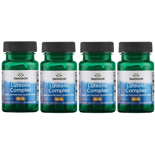 Swanson Luteolin Complex with Rutin Cognitive Enhancer Brain Support Memory Mood Longevity Supplement 100 mg 30 Veggie Capsules (4 Pack)