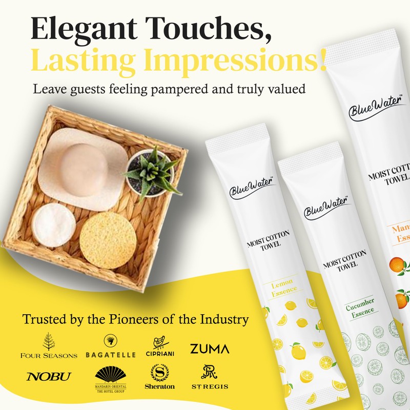 BlueWater BlueWater Individually-Wrapped Moist Scented Towels - Single-Use Premium Towelettes