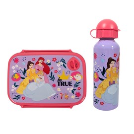 My sweety pop Lunch Set - Lunch Box + Water Bottle - Lunch Box - Hydration - Kids - Crib - Nursery - School - Holiday - Meal - Gift Idea (Princesses - Pink/Purple)
