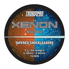 Tronixpro Unisex's Xenon Tapered Leader 50/50 Fishing Line, Orange/Clear, 15m