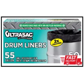 Ultrasac 55 Gal. Ultrasac Heavy-duty Tie Black Drum Liner Trash Bags (50 Count)