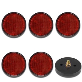 Pack of 6 Diameter 59 mm Motorcycle Bicycle E4 Round Reflector Red Rear Reflector Cat's Eye Multifunctional Scooter E-Approved