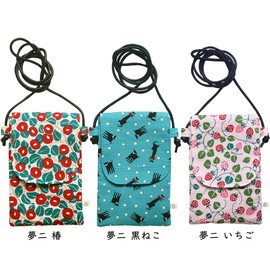 Keisuu Smartphone Pochette with Lid Yumeji Made in Japan Camellia Approx. 4.7 x 7.5 x 0.4 inches (12 x 19 x 1 cm)