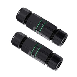 QitinDasen Pack of 2 3-Pin Waterproof Outdoor Cable Connectors, IP68 Waterproof Junction Box, Outdoor Cable Connector, for Cable Diameter 6 ~ 12 mm (Press Type)