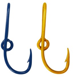 BT Outdoors Custom Colored Eagle Claw Hat Fish Hooks for Cap -Set of Two Hat pins- One Blue and One Yellow Hat Hook Money/Tie Clasp