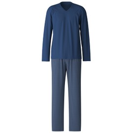 CALIDA Cotton Special Men's Long Pyjamas 100% Cotton, Deep Night Blue