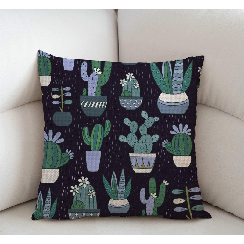 Swono Cactus Cotton Linen Square Throw Waist Pillow Case Decorative