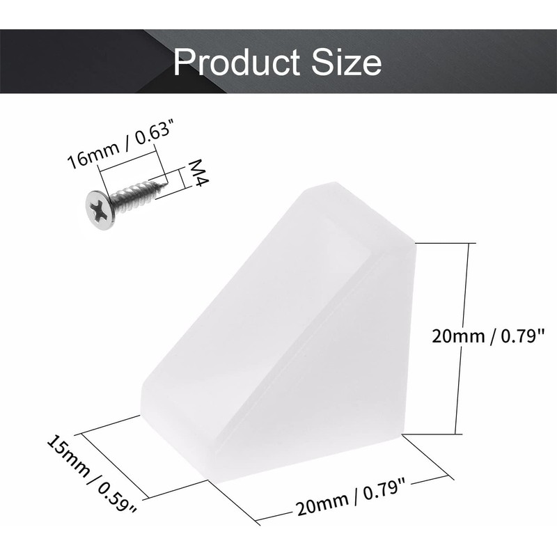 MroMax 100PCS Plastic Corner Braces White L Bracket Shelf Closet
