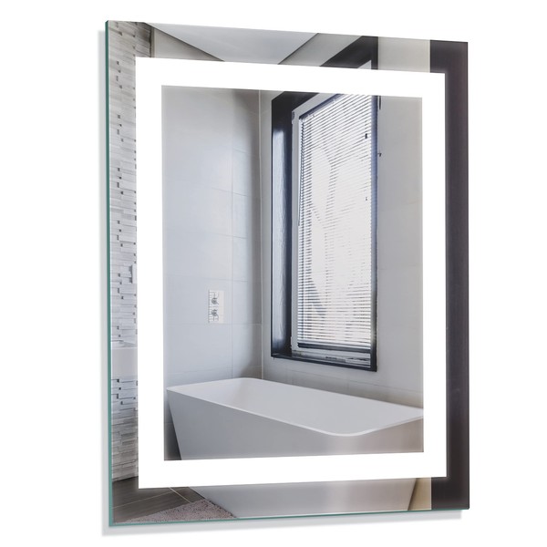 Homewerks 100150 24” x 30" LED Bathroom Mirror, Anti Fog Wall Mounted Horizontal or Vertical Vanity, 5000 Kelvin, Bright White Daylight Color Temperature Light, 24"x30"