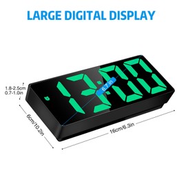 Sarsumir Alarm Clock, Digital Clock, LED Digital Alarm Clock with Time, Date, Temperature, Snooze Function, Brightness, Adjustable Alarm Clock, Children for Home, Bedroom, Office, Green Light