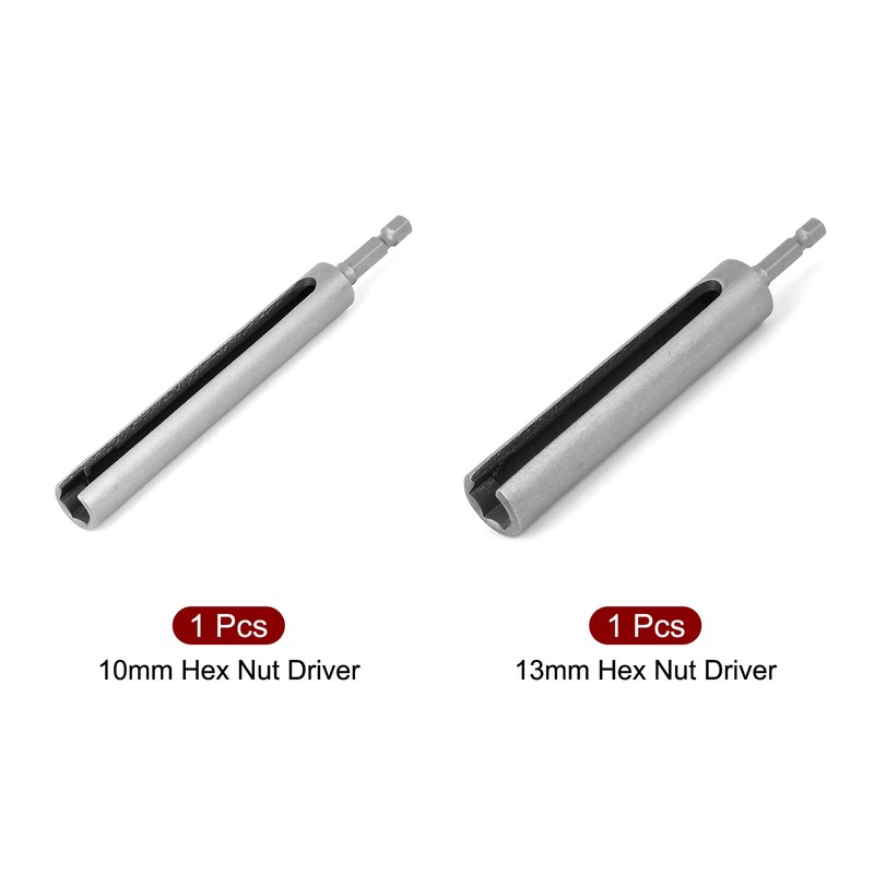 uxcell 10mm & 13mm Hex Nut Socket Slotted Extension Driver
