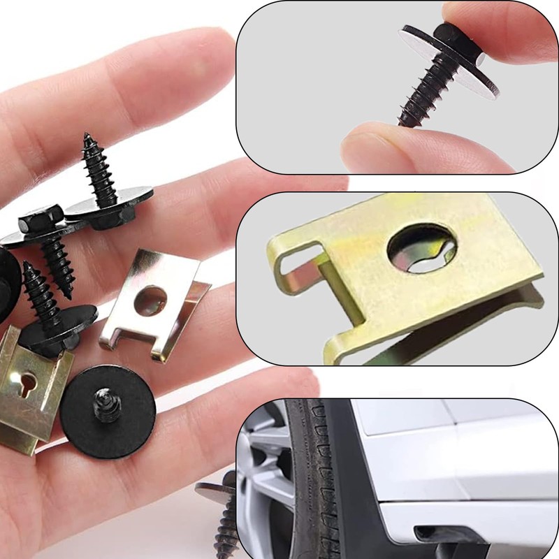 NIYATA 60 Pcs Car U Shape Screw Cage Nuts Clips
