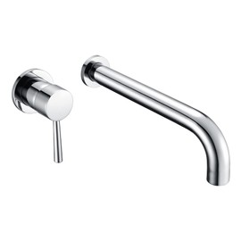 sumerain Wall Mount Tub Faucet Chrome Tub Filler Long Spout Wall Bathtub Faucet, Single Left-Handed Handle
