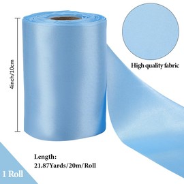 CABODYALS 20M 100mm Light Blue Satin Ribbon Extra Wide Solid Thick Large Soft Silk Double Faced Fabric Polyester Ribbons Bulk for Sewing Making Diy Crafts Cutting Ceremony Grand Opening Home Decor