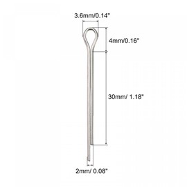 sourcing map Split Cotter Pin, 2mm x 30mm Stainless Steel Clip Fastener Fitting for Automotive, Mechanics, Silver Tone, 60Pcs