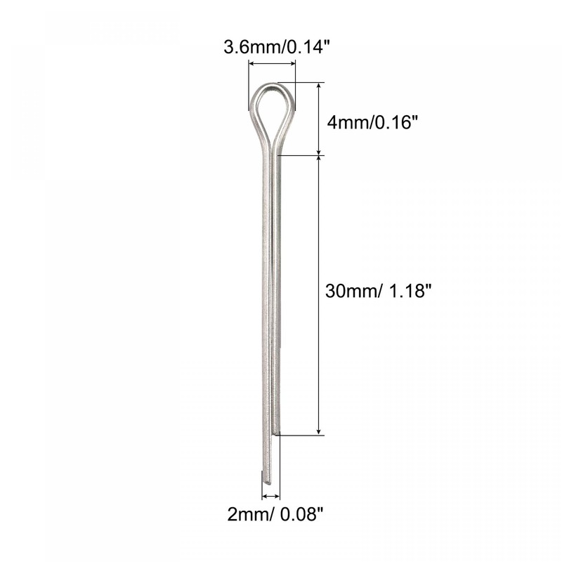 sourcing map Split Cotter Pin, 2mm x 30mm Stainless Steel