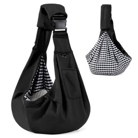 Valleycomfy Sling Dog Pet Dog Carrier Bag with Adjustable Dog Cat Dog Bag for Walking Outdoor Activities and Excursions, Load Capacity up to 7 kg (Black)