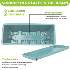 LOCONHA Window Box Planter, 7 Pack Plastic Vegetable Flower Planters Boxes 17 Inches Rectangular Flower Pots with Saucers for Indoor Outdoor Garden, Patio, Home Decor