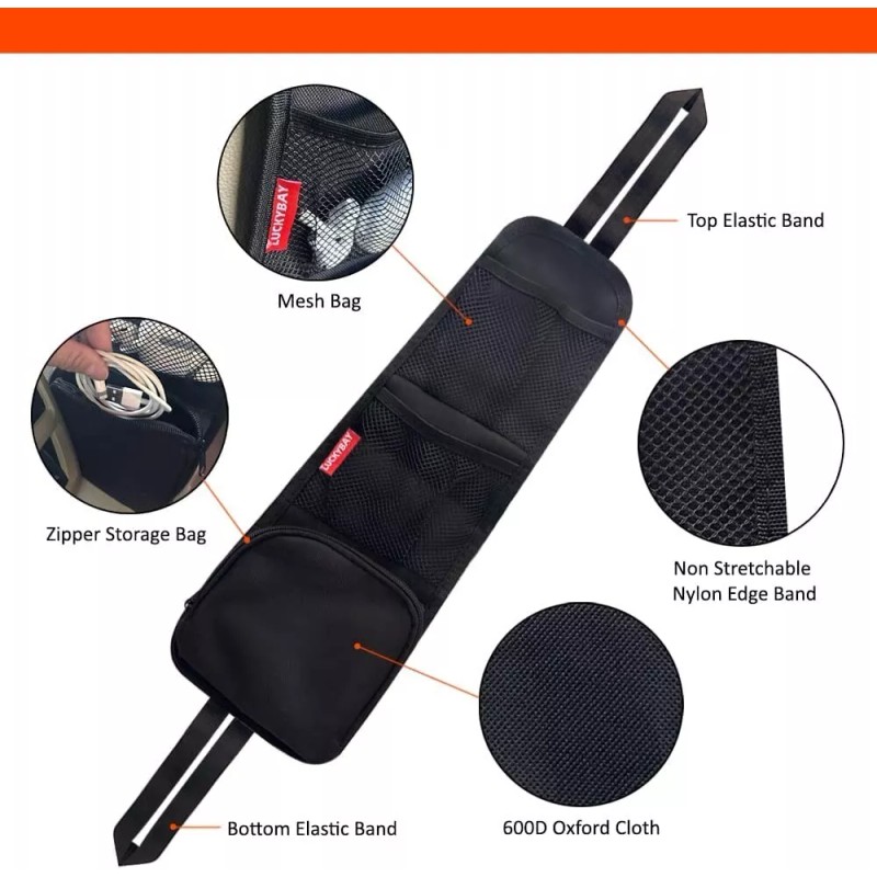 CCR Technology Black Front Seat Side Storage Hanging Mesh Pocket