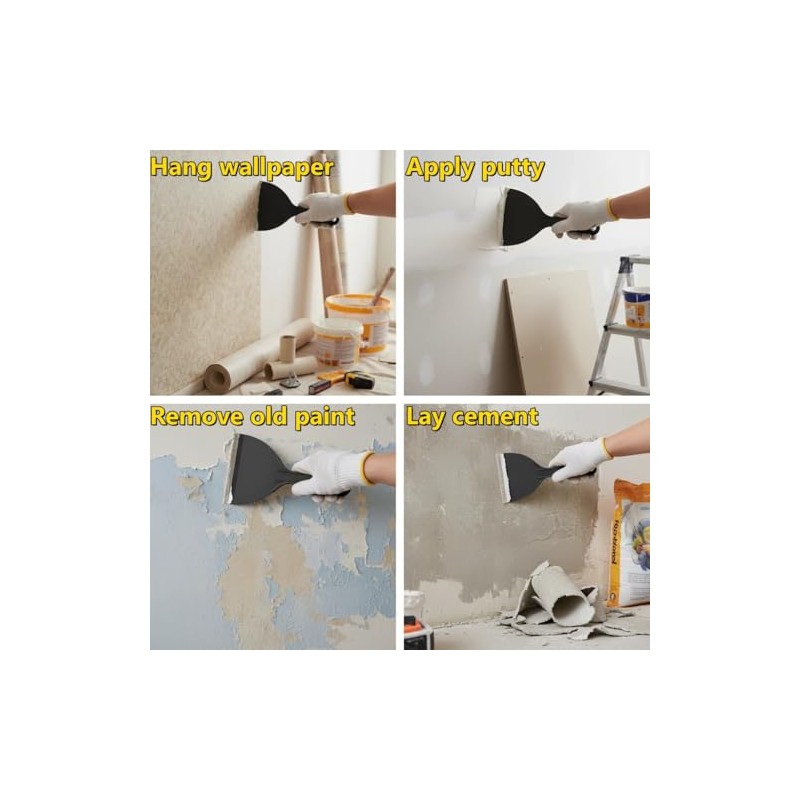 6-Pack Plastic Putty Knife Set, Non-Scratch Scraper & Spackle Spreader