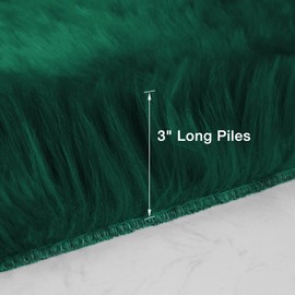 duduta Emerald Green Faux Sheepskin Runner Rug 2x6 ft, Fluffy Shag Fur Couch Sofa Covers Dresser Runner Washable
