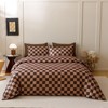 CLOTHKNOW Dark Brown Plaid Queen Comforter Set 3Pcs Grid Bedding
