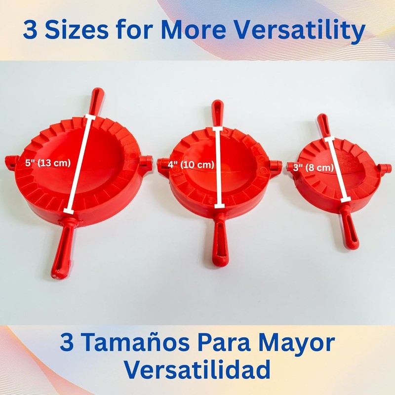 Empanada Maker Press Kit with 3 Sizes + Pasta Dough