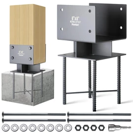Prinfort Stainless Steel 8"x8"(Actual 7.5"x7.5") Post Base Bracket Concrete, Wet Set Concrete Post Anchor Bracket Heavy Duty 2Pack