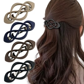 Uoocg Pack of 4 Automatic Hair Clips Women's Cross Hollow Design Matt Hair Clip Thin Hair for Women Girls Hair Accessories