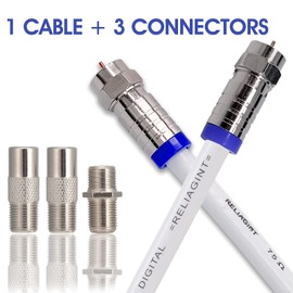 RELIAGINT RG6 TV Kabel 5m, wasserdichtes Kupfer F Stecker mit F81 Able zur Verlängerung, bis zu 3 Ghz High Speed HD Video für STB, Dish TV, Satellitenkabel, Antennen Koaxialkabel (5M, White)