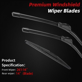 OTUAYAUTO Windshield Wiper Blades - Replacement for Mazda CX-30 2020-2024, Front and Rear Wipers Set, U/J Hook - 26"+16"+14" (Pack of 3)