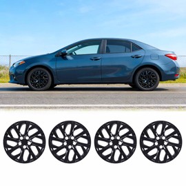 I1MOTOR 16" Hubcaps Wheel Rim Cover Compatible with 2009-2026 Toyota Corolla / 2009-2014 Toyota Matrix / 2023-2026 Corolla Hybrid, 16 Inch Hub Caps Set of 4 Snap on Car, Black Lacquer