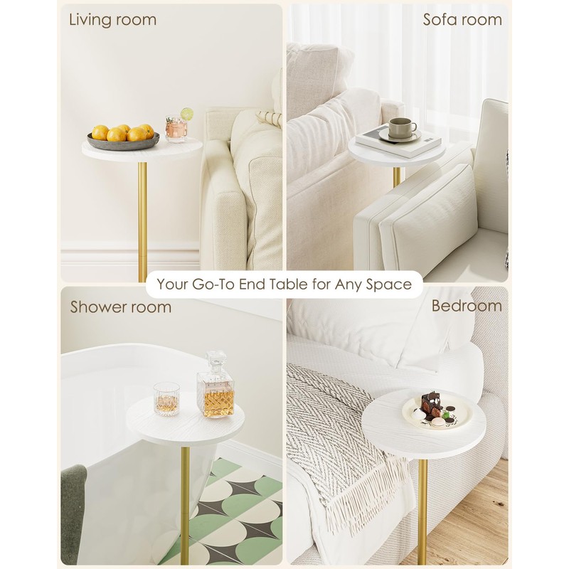Masupu Drink Table, Round Side Table for Small Spaces, Pedestal