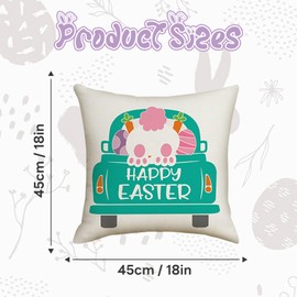 Easter Pillow Covers 18x18 Inch Set of 4pcs Easter Sofa Pillow Covers Bunny Car Hello Hip Hop Throw Pillow Covers Spring Couch Pillow Covers Cute Rabbit Pillow Covers for Home Decor Easter Decorative