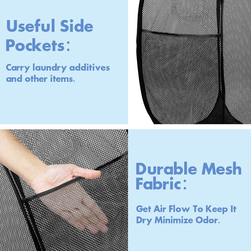 DUCOO Pop Up Hamper, 1 PCS Mesh Pop Up Laundry