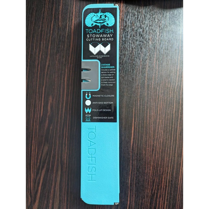TOADFISH Stowaway Folding Cutting Board w/ Knife Sharpener 12" x