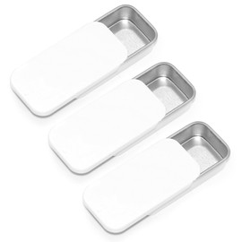 SKYPIA Lip Balm Tins Slide Top Tin Containers for Lip Balm Crafts Storage Kit - 0.25oz 3 Pack (WHITE)