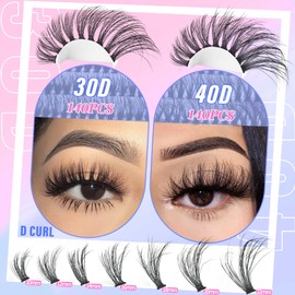 Wispy Lash Clusters Individual Lashes 280pcs Cluster Eyelash Extensions 10-22MIX DIY Lash Extension D Curl 30D+40D Natural Eyelashes Clusters,by Yaiseiko