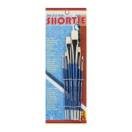 Creative Mark 6 Piece Flat Short Handle Paintbrush Set, Perfect for Oil and Alkyd Painting, Traveling & Workshops