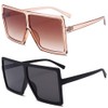 Dollger Square Oversized Sunglasses for Women Men Fashion Big Black