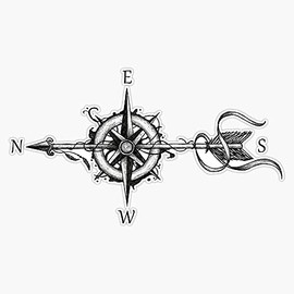 Compass With Arrow Bumper Sticker Window Vinyl Decal 5"