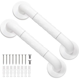 YGHSZ 2 Pack Anti Bathroom Grab Rail,White Stainless Steel Shower Hand Rail,Safety Hand Rail Support for Elderly, Children and Disability