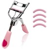 Pink Stainless Steel Eyelash Curler for Lasting Styling, with 4
