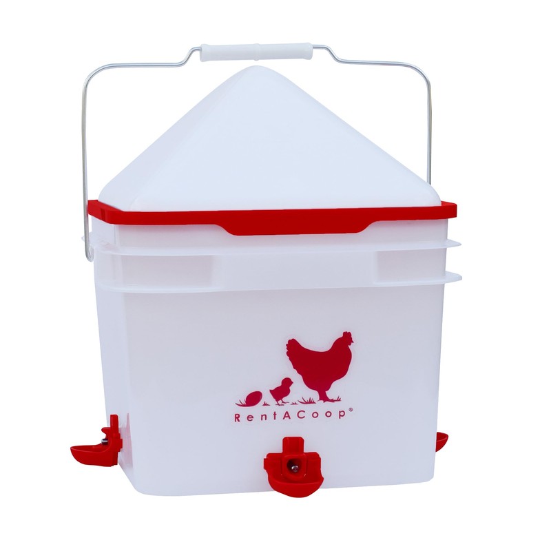 RentACoop 2 Gallon Chicken BPA-Free Plastic Bucket Waterer Set with